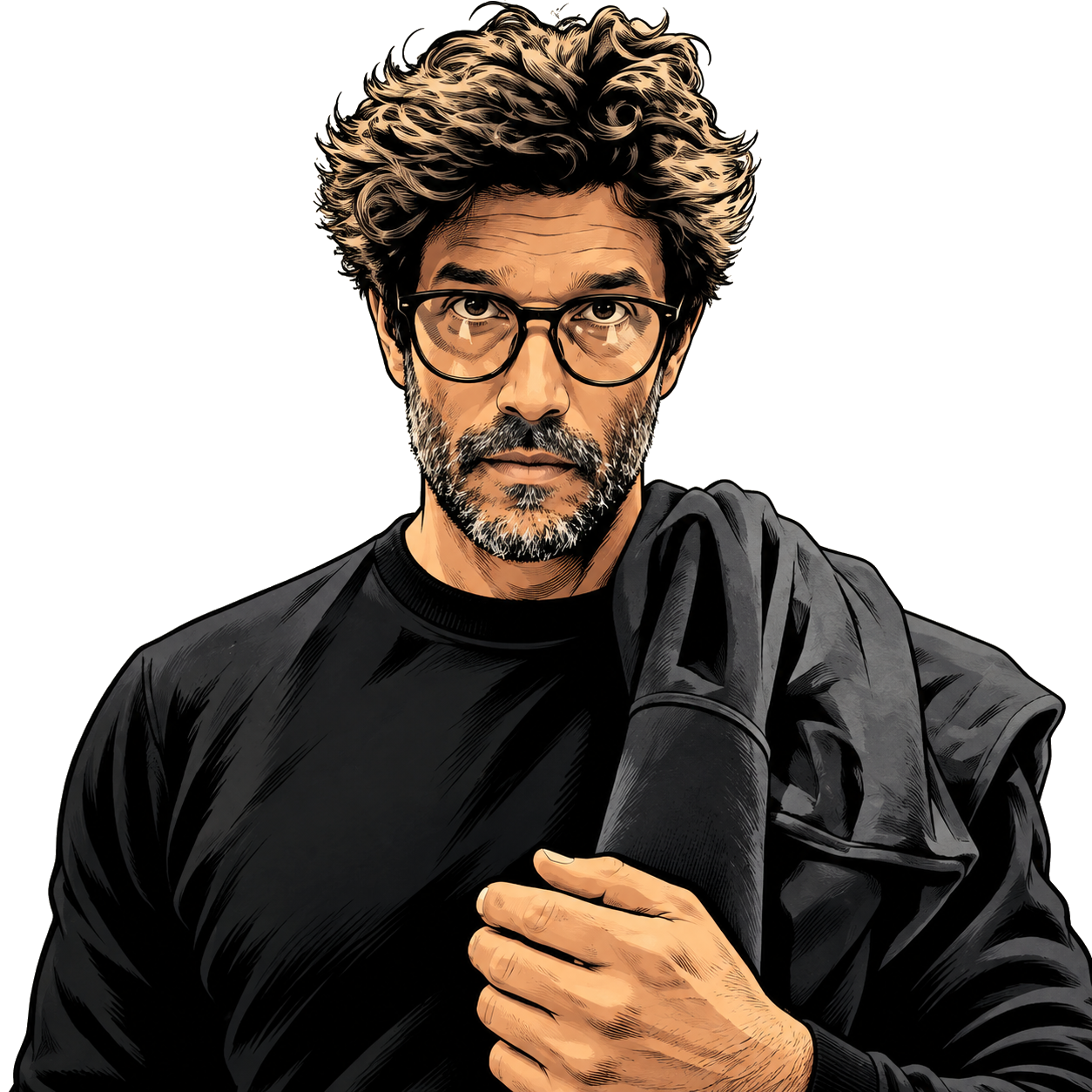 Comic book style portrait of Arfan Khan based on his LinkedIn profile photo